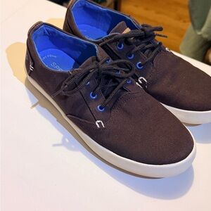 Boy Sperry Dark Brown Sneakers with Blue Accents